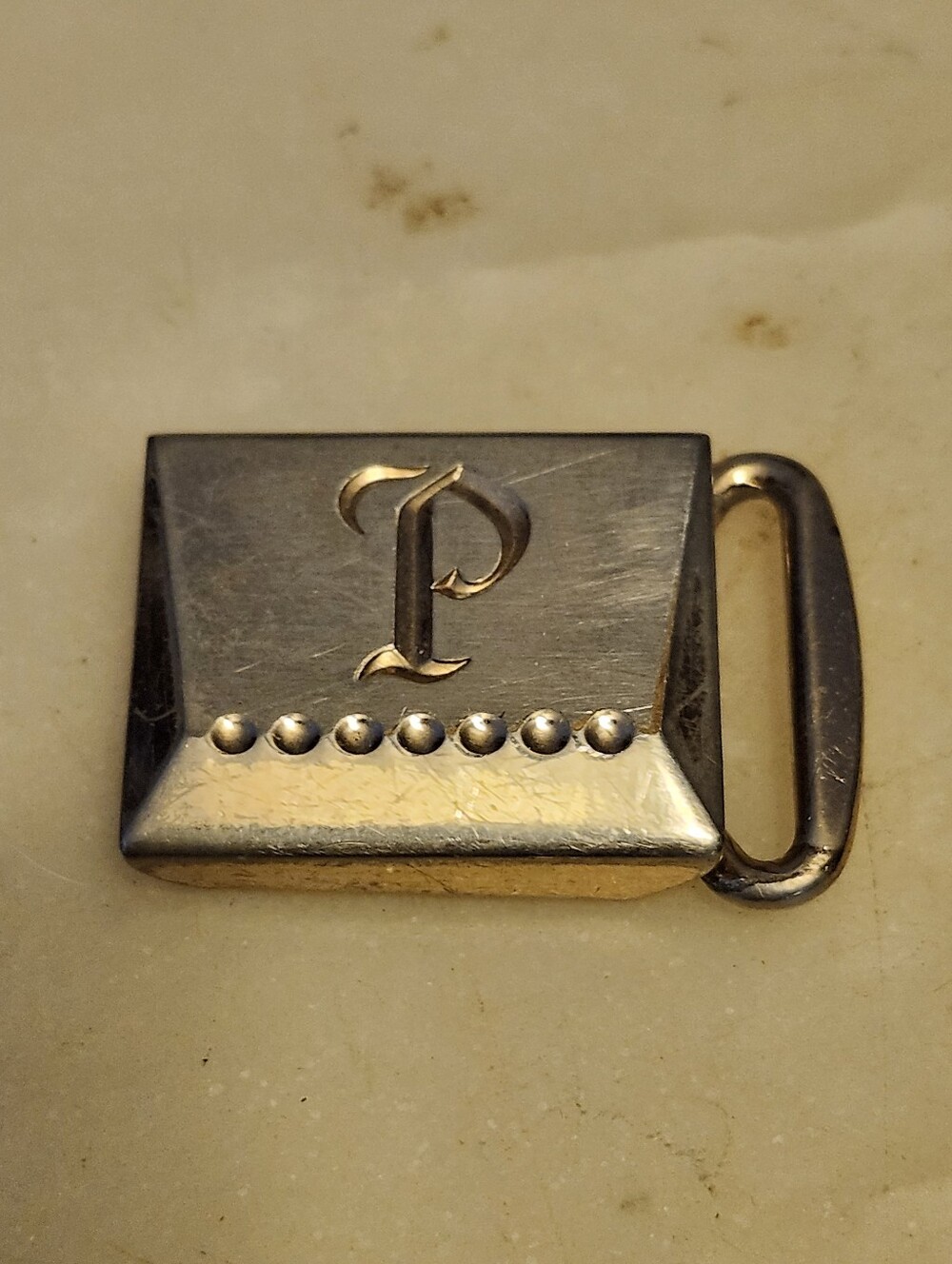 Vtg Hickok Master Plate Initial Belt Buckle Letter "P" Two Tone